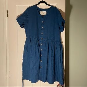 Not perfect linen custom mama midi dress teal